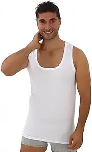 [seher yıldızı s şekli] SEHER Men's Undershirt Pack of 6 Tank Top Cotton Men's Vest Athletic XS-3XL, White, XL