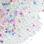200g 1-3mm Glass Bubble Beads Iridescent No Hole Water Droplet Ball Colorful