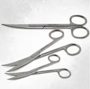 3 OPERATING SCISSORS 4.5"+5.5"+6.5" CURVED SHARP/SHARP SURGICAL BLADES