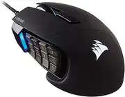 Corsair Scimitar Elite RGB Optical MOBA/MMO Gaming Mouse (18000 DPI Optical Sensor, 17 Programmable Buttons, 4-Zone RGB Multi-Colour Backlighting, Contoured Shape, On-Board Storage) - Black