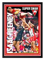 Framed 2024 Sydney Swans AFL Football Poster - Isaac Heeney - 84cm x 59.5cm