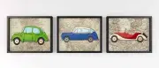 3 x A4 Nursery/Baby/Kids Beedroom Wall Prints Transport Vintage Cars Gift