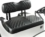 NOKINS Golf Cart Diamond Seat Covers Kit, Fit for EZGO TXT 1994-2013/EZGO RXV OEM Standard Front Seat Cushion, No Nails Required & Easy to Clean, Breathable Vinyl Seat Covers (Black&Black Stitching)