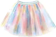 [Camilife] Baby Toddler Kids Girls Tutu Skirt Rainbow Tutu Skirt Sequins Colourful Ballet Princess Skirt Mini Skirt Tulle Skirt Elastic Waistband Cute Lovely for 2-12 Years Old