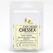 Chessex Opaque 10D Polyhedral 10 Dice set, Ivory/Black