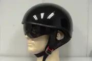GMAX GM 55S HALF HELMET GLOSS BLACK W/ RETRACTABLE INNER SUN LENS (XS)