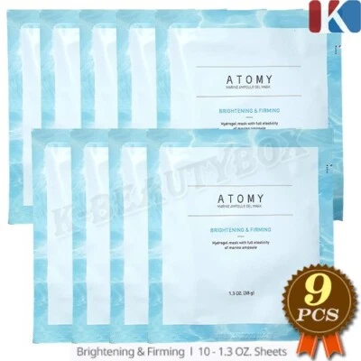 ATOMY Marine Ampoule Gel Mask 38g x 9pcs Brightening Firming Hydrogel Masks NEW