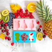 Ice Cream Popsicle Frozen Mold Silicone Lolly Pop Maker Cake Tray Cover Lid 6pcs