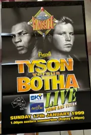 Tyson V Botha Original 1999 Boxing Poster. Pub Sky Ringside Advertising/Promo