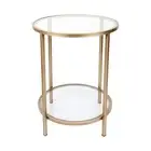 NEW Cafe Lighting Cocktail Glass Round Side Table Antique Gold
