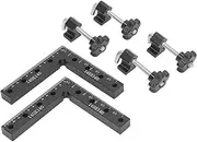 TINMAGI Angle Tensioner, 90 Degree Positioning Angle, 140 mm, 5.5 Inches, Right Angle Clamp with 8 Pairs of Mounting Clips, Angle Corner Clamp for Carpenter's Tool, Boxes, Picture Frame, Shelf