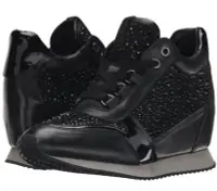 在飛比找Yahoo!奇摩拍賣優惠-ASH- 全新正品運動女款 黑色水晶 灰底 限量款 內增高鞋