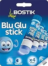 Bostik Blu Stick Glue Sticks, Goes on Blue, Dries Clear, Solvent Free, Washable, 4 x 8g Sticks