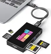 DOCKCASE Smart 8-in-1 CFexpress Type B/Type A Card Reader with Touch Screen | UHS-II SD/microSD Slots, 4K HDMI, USB-C & USB-A 3.2 Gen 2 (10Gbps), 100W PD for Filmmakers, Photographers & Creators