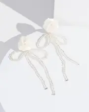 White Flower Detail Drop Earrings