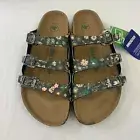 Birkenstock New w/ Box Florida Magical Flower Dark Teal Birko Flor Vegan R Size
