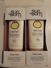 Sun Bum daily face liquid sunscreen moisturizer spf-50 1.7oz EA (2PK BUNDLE)