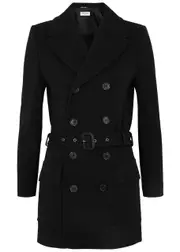 Saint Laurent Belted Wool-blend Jacket - Black - 34 (UK6 / XS) 34 (UK6 / XS)