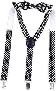 [Frediuo] Bow Tie and Suspenders for Men Adjustable Comfortable Y Back Brace Shoulder Straps for Formal Wear Performance Props Cosplay