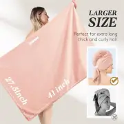 1x Large Microfiber Hair Towel Wrap For Women, Anti Frizz Hair Drying Towel Pink