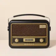 *NEW* Vintage Style AM/FM Bluetooth Radio Black - Hearth & Hand with Magnolia