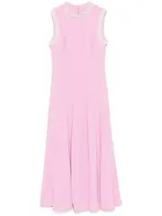 [Self-Portrait] crepe faux-pearl-trim midi dress 6 Pink