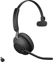 Jabra Evolve2 65 Wireless PC Headset – Noise Cancelling UC Certified Mono Headphones with Long-Lasting Battery – USB-C Bluetooth Adapter – Black