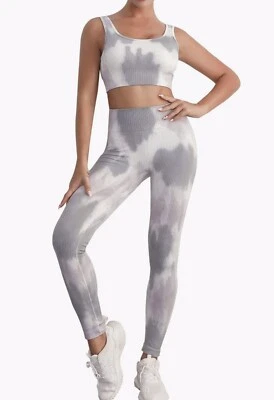 B.BANG&BRSP Women's Ribbed Seamless Tracksuit Yoga Activewear Set sz L