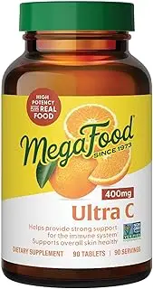 MegaFood Ultra C-400 mg - Immune Support and Support for Cellular Health with 400mg Vitamin C Plus Real Food - Non-GMO, Gluten-Free, Vegan, and Made Without Dairy or Soy - 90 Tabs