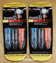 Brush-t Golf Tees Assorted (3-Wood, Driver, Oversize) - 2 Packs of 3 Tees