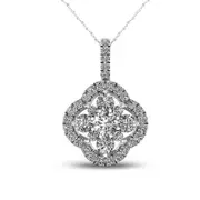 0.38 CT. T.W. Natural Diamond Clover Frame Pendant in 10K White Gold