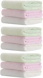 MERRYHAPY Bamboo Fiber Newborn Face Towels 9pcs Super Absorbent Easy to Clean Gentle on Baby's Skin