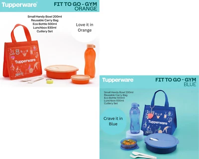 Tupperware Fit To Go Set - Orange or Blue - NEW