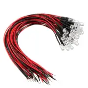30Pcs 5mm Pre-Wired Diffused LED Diodes Light 20mA DC 9-12V White