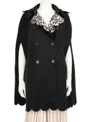 Red Valentino Black Scalloped Accent Cape