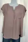LIZ CLAIBORNE PETITE Womens Size PL Mauve Purple Semi-Sheer Notch V-Neck TOP NWT
