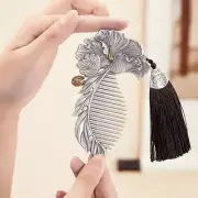China Style Silver Comb Health Hair Comb Hibiscus Retro Sterling Silver Hair Com
