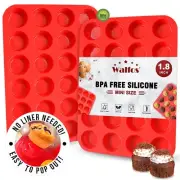Walfos Silicone Cupcake Pan Set, 2-Piece Mini 24 Cups Muffin Baking Pan, BPA ...