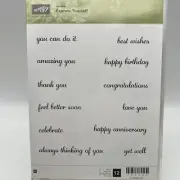 Stampin Up EXPRESS YOURSELF Stamp Set - Phrases Words Feel Better Get Well Best