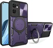 Compatible with Oppo Find X5 Lite 5G Cover,Compatible with Oppo Reno7 5G Car Mount Magnetic Stand Slide Lens 2 in 1 Case Purple