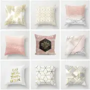 Warm Cushion Cover Gold Shining Geometric Pillow Cases Peach Skin Cashmere