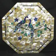 Peacock Design Inlay Work Corner Table for Living Room Marble Coffee Table Top