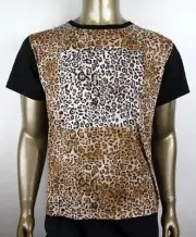 $590 New Saint Laurent Men's Leopard print Crew-neck T-Shirt M 440623 1165