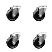 4 Inch SS Phenolic Wheel Swivel Bolt Hole Caster Set Service Caster Brand