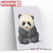 Paint By Numbers Kit Baby Panda Bear Animal Kids Canvas Painting Home Oil Adult