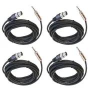 4Pcs 15ft 1/4" Male XLR Cables Quarter Inch Stereo to 3-Pin XLR Female DJs Cable