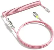 MAMBASNAKE C01Ultra RGB Lighting Coiled Keyboard Cable for Gaming Keyboard, Double-Sleeved Mechanical Keyboard Cable with Detachable Metal Aviator,Type-C to USB-A for Charging/Gaming