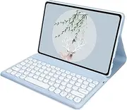 Acphtab Keyboard Case for Galaxy Tab A7 Lite 8.7 Inch 2021 (SM-T220 T225 T227), Detachable Slim PU Leather Shockproof Wireless Keyboard Cover Case for Samsung Galaxy Tab A7 Lite 8.7" (Light Blue)