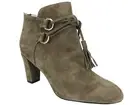 TR Taryn Rose Women's Trisha Lace-Up Ankle Booties Quinoa Suede Size 6 M
