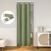 HOMEIDEAS Sage Green Doorway Curtains Privacy, Grommet Closet Curtain for Bedroom, 80 Inches Length Solid Blackout Door Cover Curtains, Tie Back Insulated Window Curtain Drape, 1 Panel